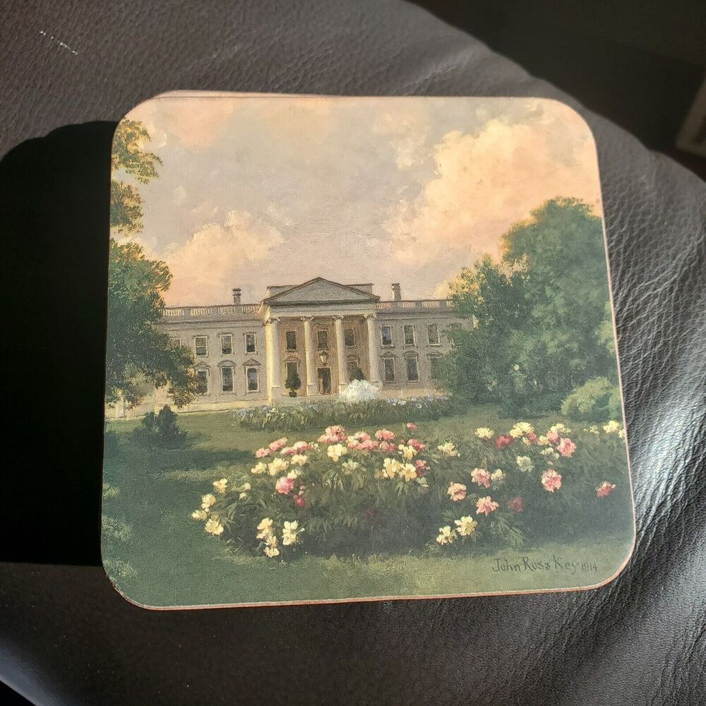 Coasters Cork Set Of 6 Unused Print Of White House Signed John Russ Key 1914